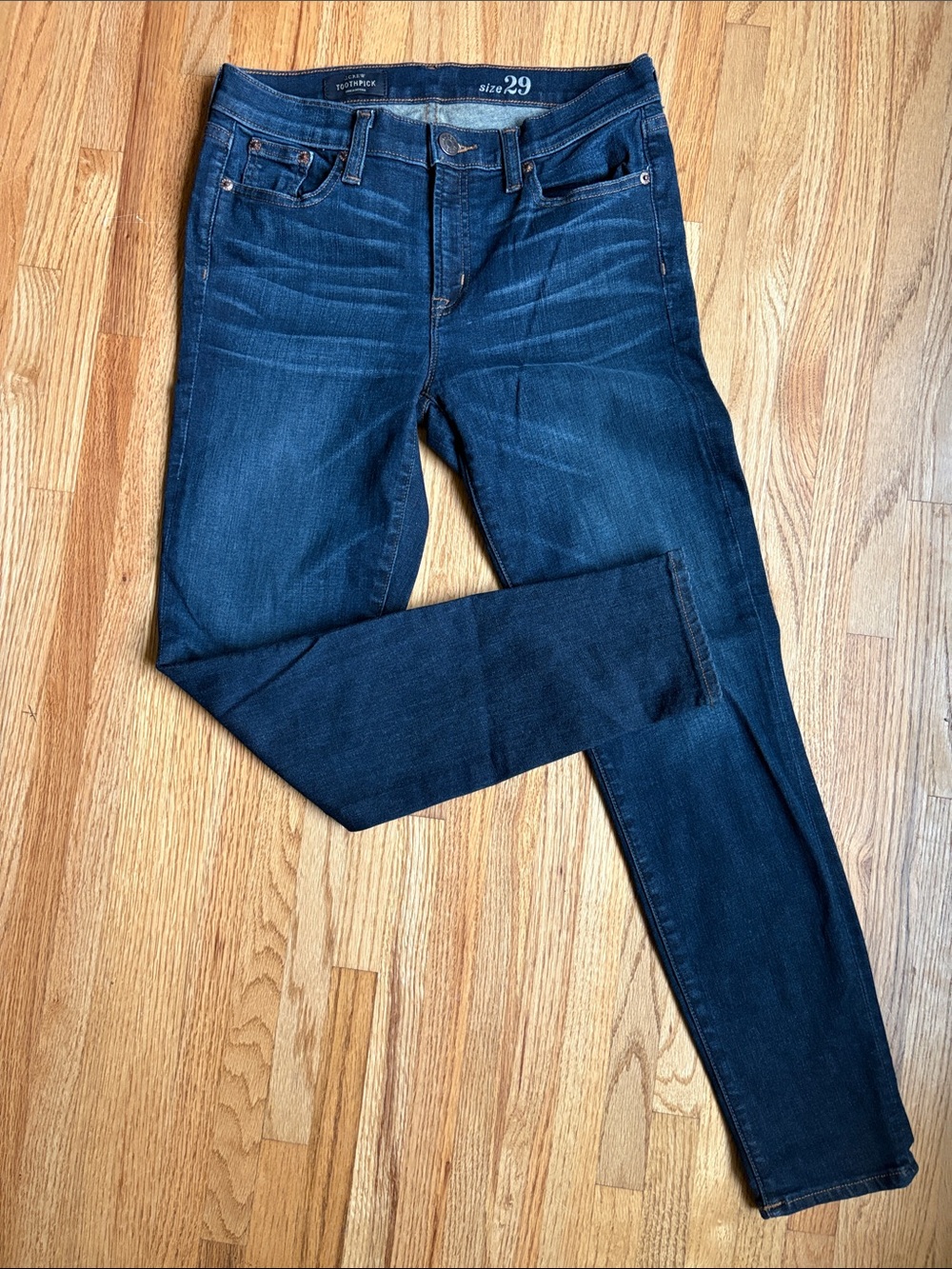 J. Crew 29” toothpick Skinny Jeans in Dark Blue Wash